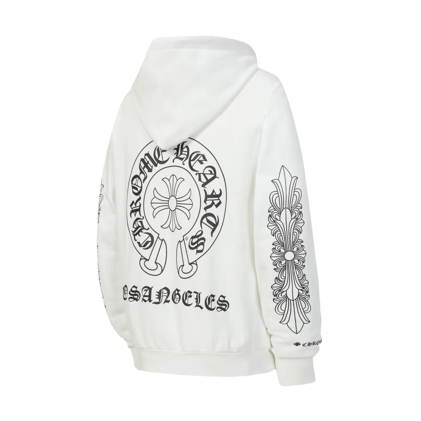 P230 Cross-border model, please do not place an order if you are pursuing quality - Chrome Hearts/Chrome Hearts basic horseshoe Sanskrit printed hooded sweatshirt - High weight, high density and high quality. The wool is soft, delicate and skin-friendly. Soft and silky to the touch. Excellent warmth and skin-friendly properties. - Custom-woven and custom-dyed, no color difference. No matter the fabric or workmanship details, it beats the ordinary version on the market. - Hardware zipper accessories are all customized, full of details - Color: black white - Size: S M L XL